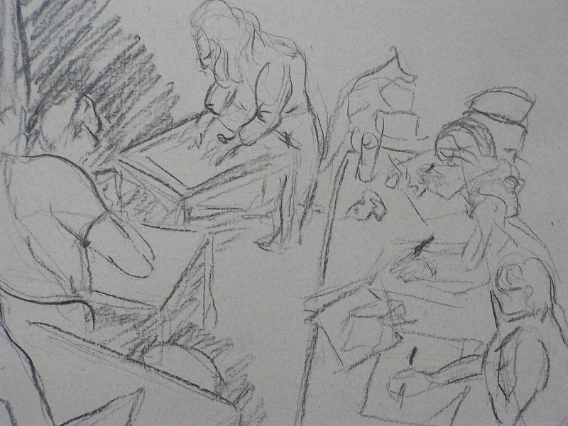 Beim Zeichnen, 2007, Kohle-Karton, 60x42.JPG